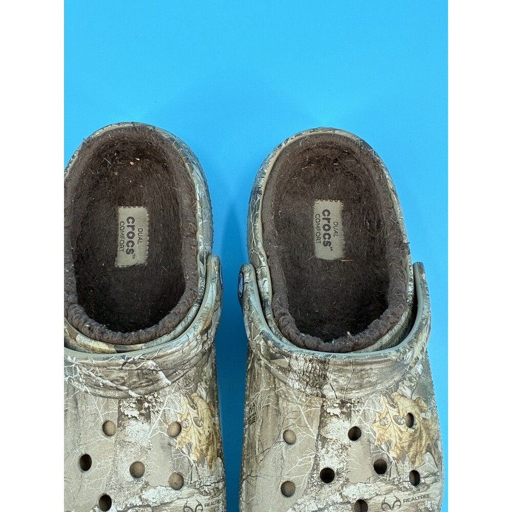 Crocs Classic Lined Realtree Edge Clog Men’s 8 Women’s 10 Brown Camo Fleece Line